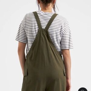 Ripe Maternity Khaki Linen Overalls